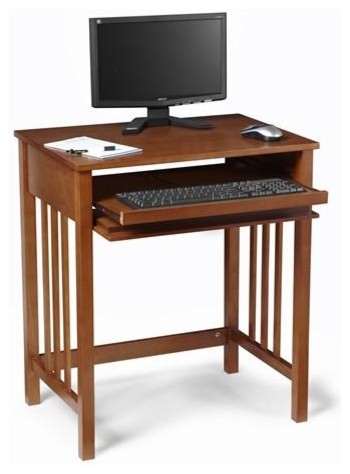 Mission Style Compact Oak Computer Desk Keyboard Tray