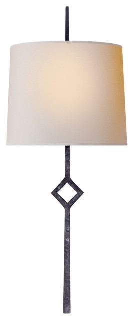 Cranston Small Sconce in Aged Iron with Natural Paper Shade
