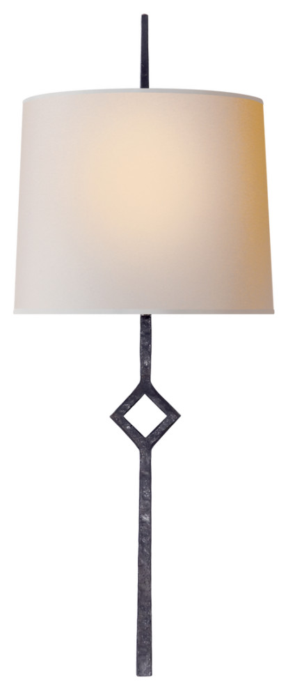 Cranston Small Sconce in Aged Iron with Natural Paper Shade