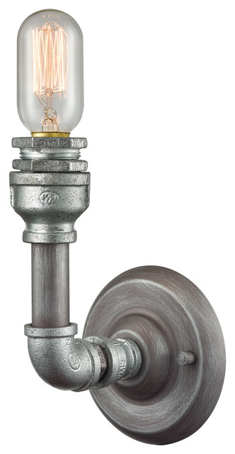 Cast Iron Pipe 8'' High 1-Light Sconce - Weathered Zinc