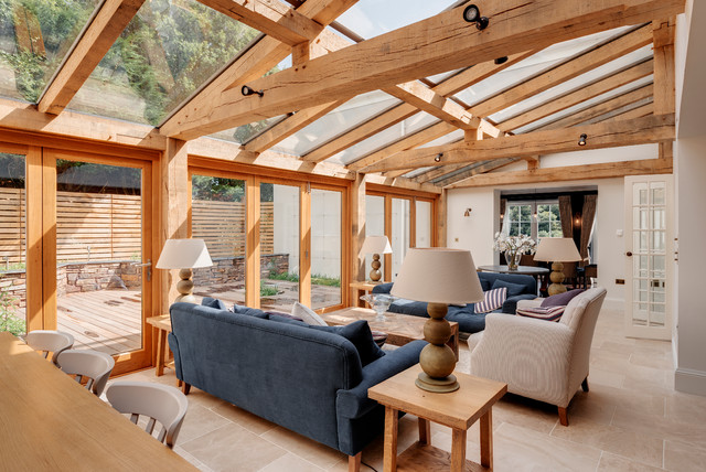 Waterside Home beach-style-sunroom