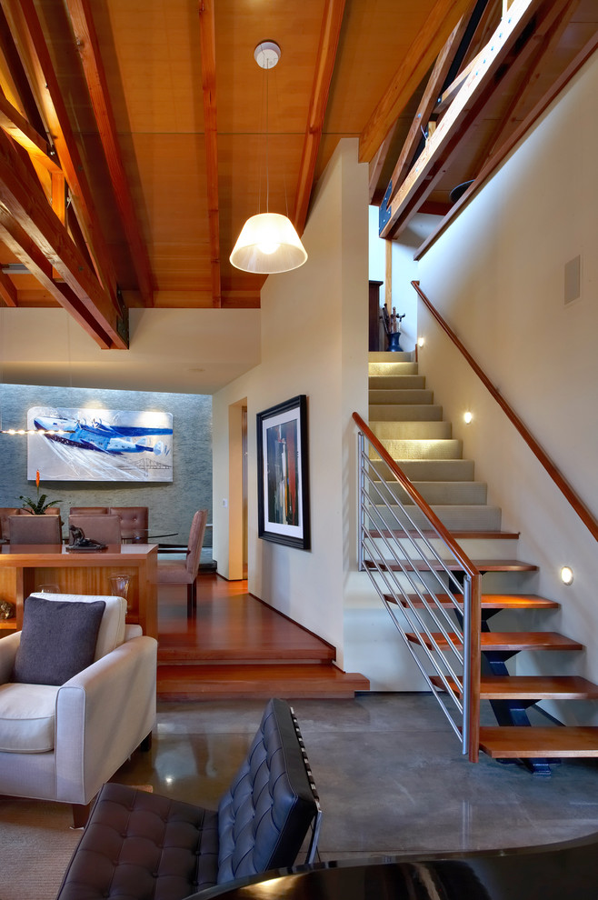 Design ideas for a contemporary open concept living room in Orange County.