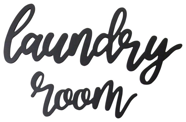 HomeRoots Wood Laundry Room Script Wall Decor - Contemporary - Novelty ...