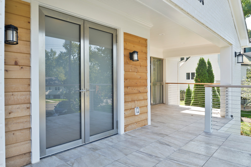Huge modern white two-story mixed siding house exterior idea in DC Metro