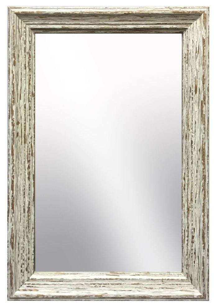 Classic Sandblasted Wood White Rustic Wall Mounted Mirror - Farmhouse -  Wall Mirrors - by NetMart | Houzz