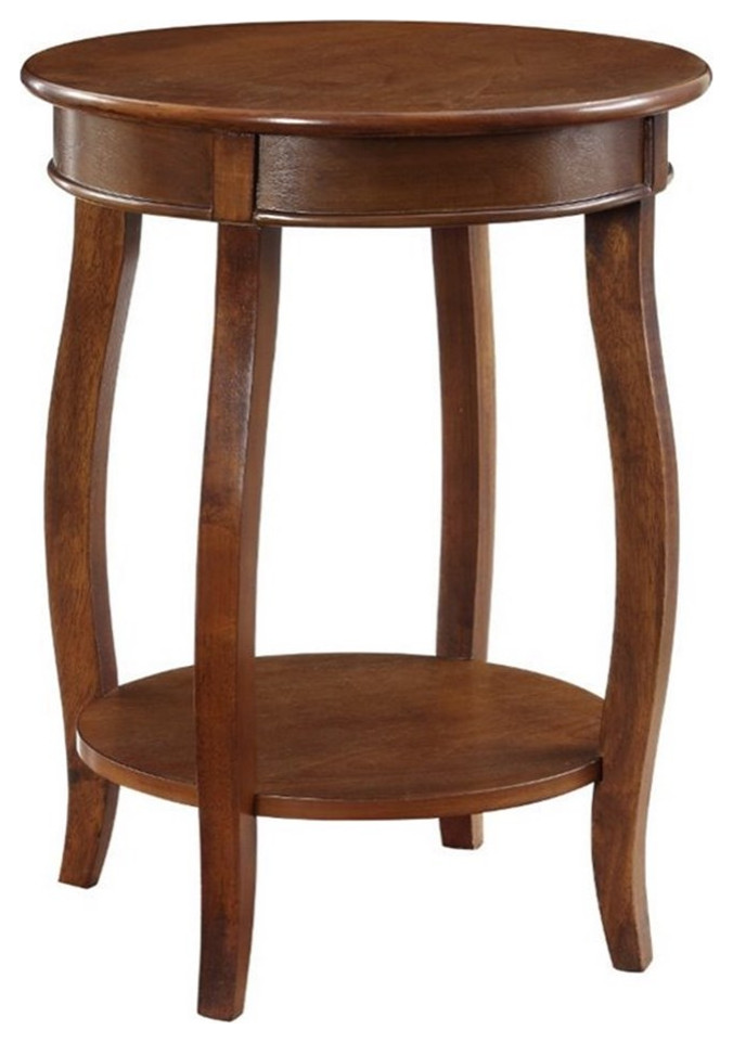 Bowery Hill Hazelnut Round End Table in Kraven Transitional Side