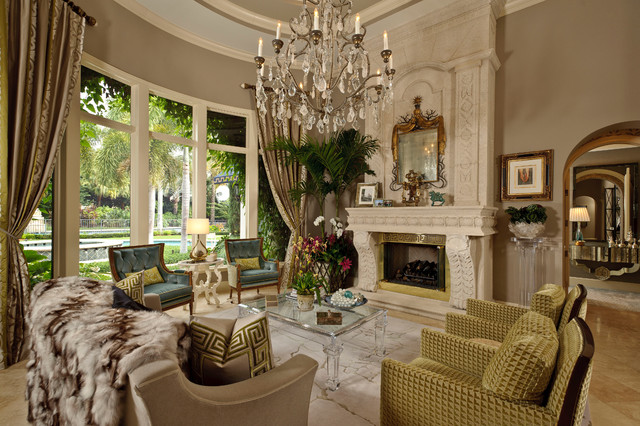 Hollywood Glamour Traditional Living Room Miami By A La Mer Inc