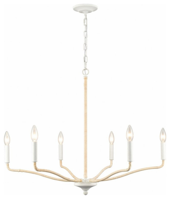 6 Light Chandelier In Coastal Style-24.5 Inches Tall and 30 Inches Wide