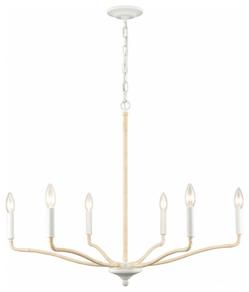 6 Light Chandelier In Coastal Style-24.5 Inches Tall and 30 Inches Wide
