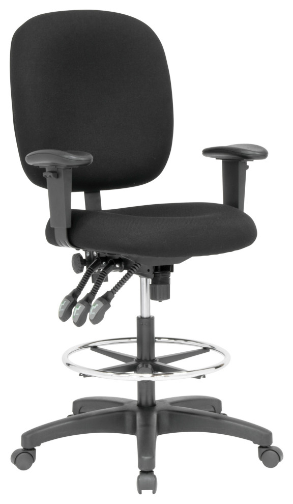 Winslow Drafting Chair With Adjustable Height, Arm Rest and Tilt Transitional Office Chairs