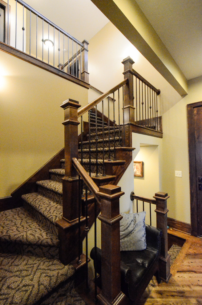 Staircase - rustic staircase idea in Kansas City