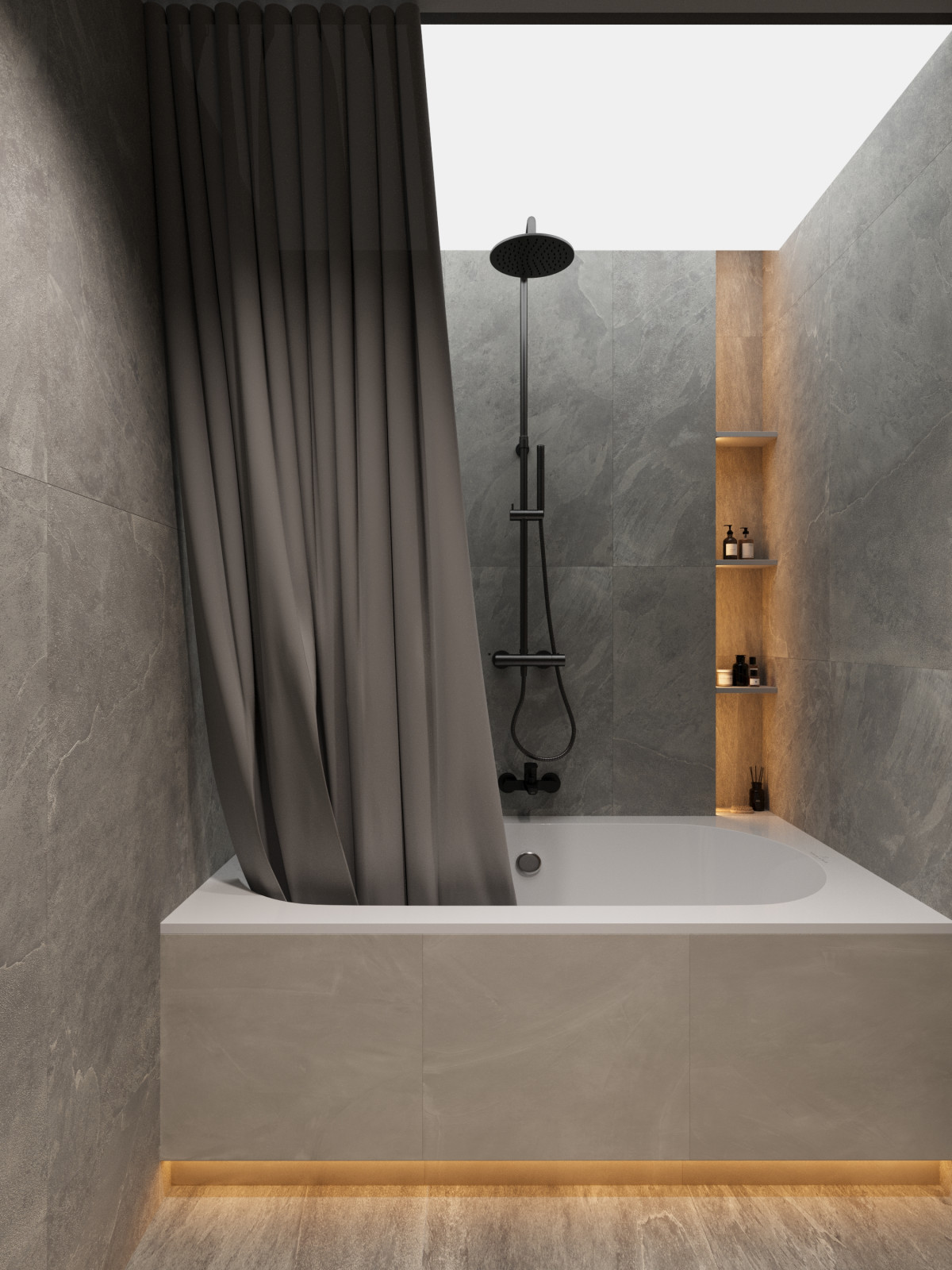 Темная ванная в минимализме