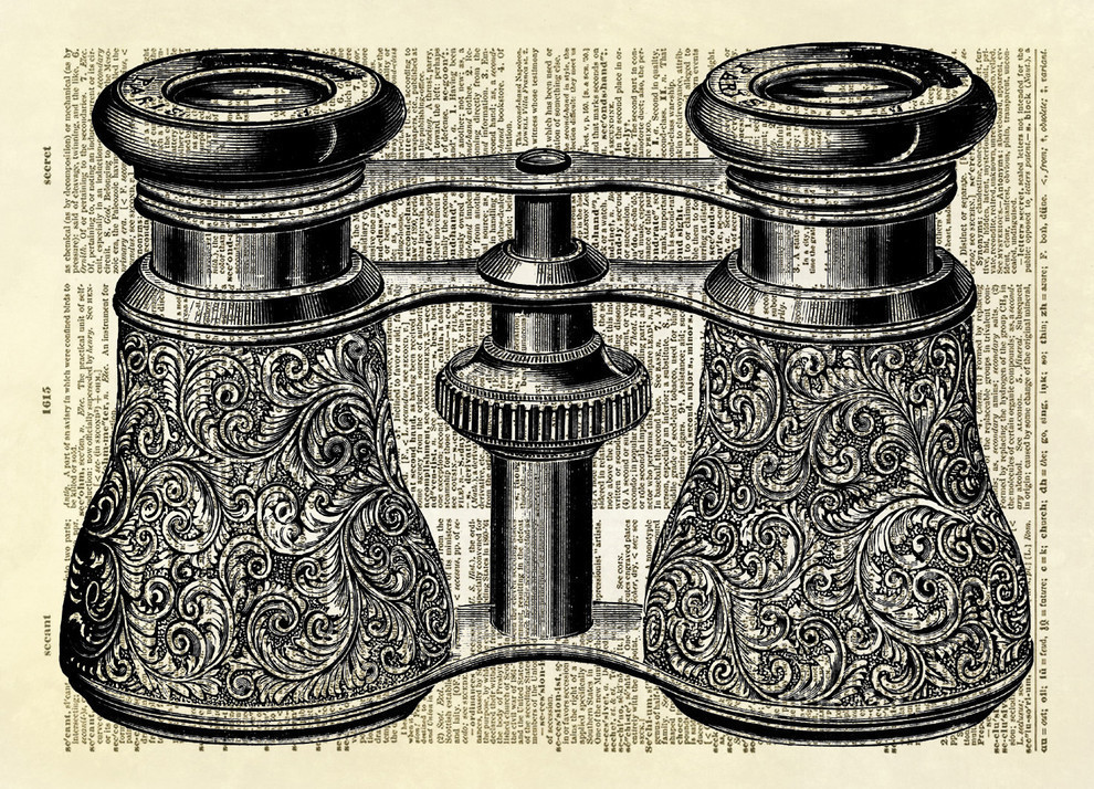 Antique Binoculars Dictionary Art Print Contemporary Prints And