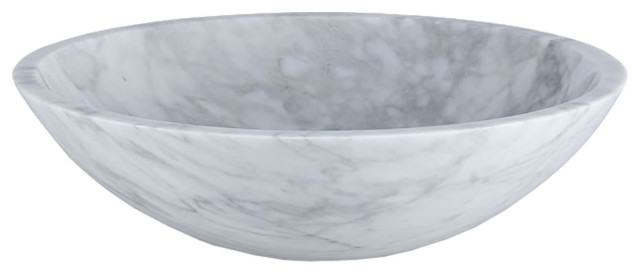 RYVYR MAVE170CWT Round Stone Vessel - White Carrara Marble