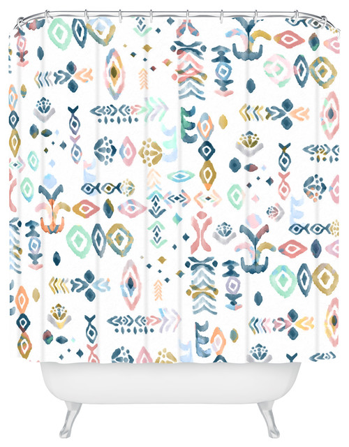 Zoe Wodarz Atmospheric Ikat Shower Curtain Contemporary Shower