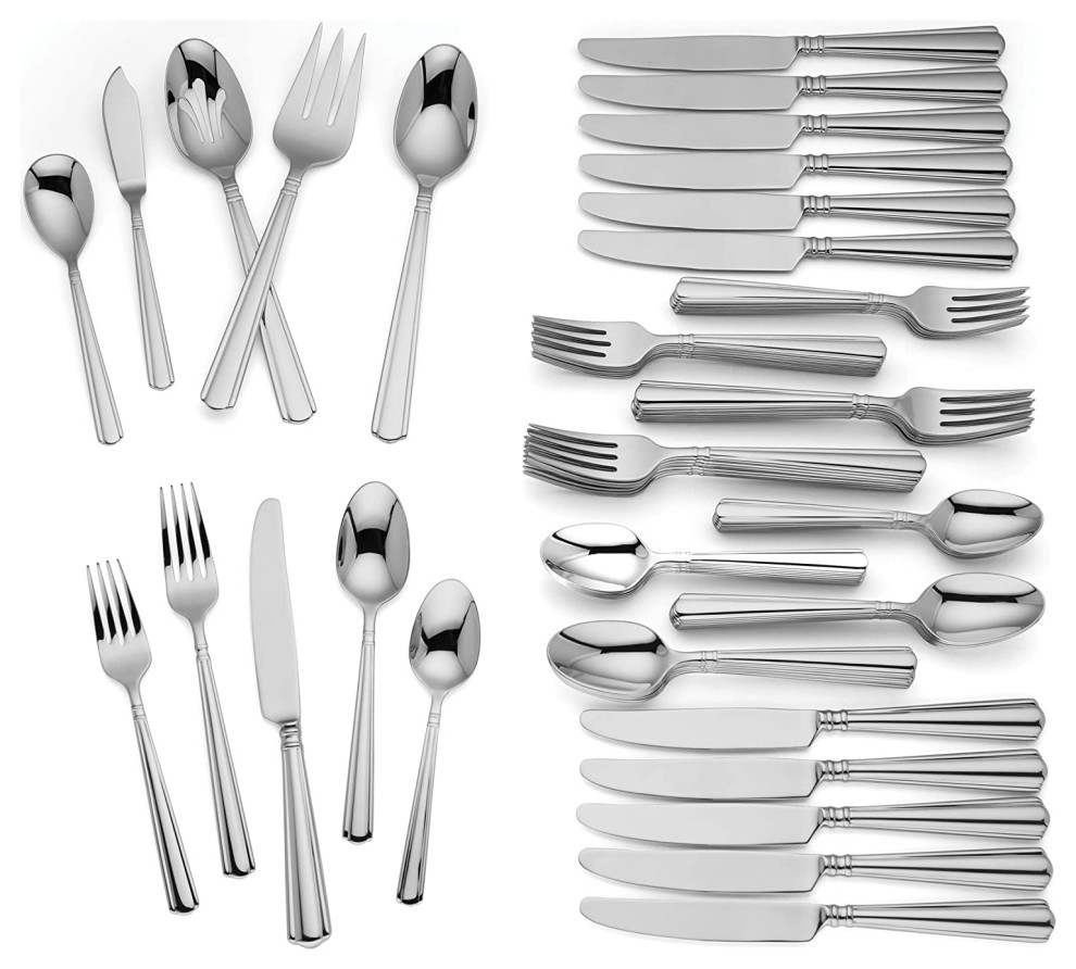 Lenox Amber Hill 65Pc Flatware Set, Service for 12 Contemporary