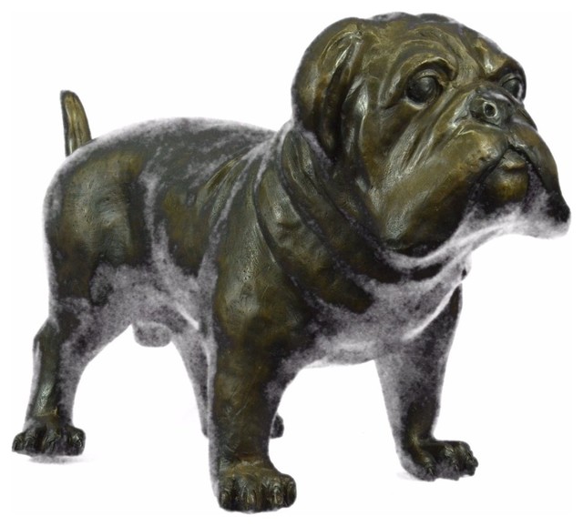 Large Noble English Bulldog Bronze Sculpture Animal Pet Dog Garden