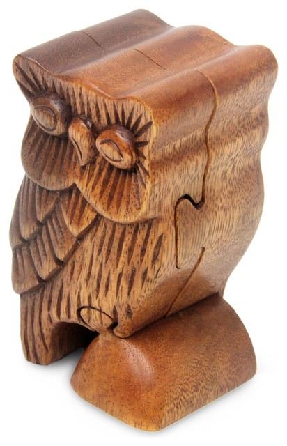 Novica the Owls Secret Wood Puzzle Box
