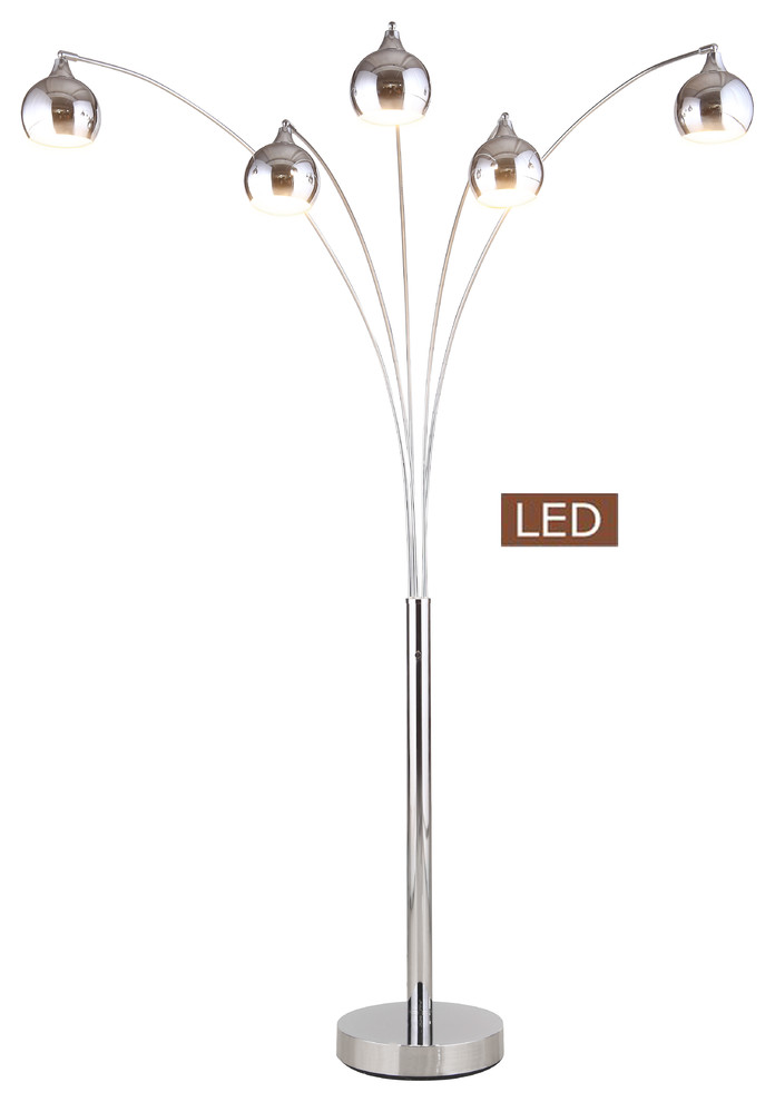 Amore Led Arched Floor Lamp With Dimmer, Chrome Arc Floor Lamp