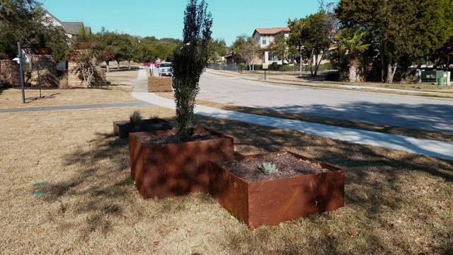 Contemporary Corten Steel Planters contemporary-garden