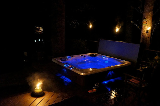 Relaxing Nighttime Hot Tub Scene In Alexandria Va Traditional Swimming Pool And Hot Tub Dc