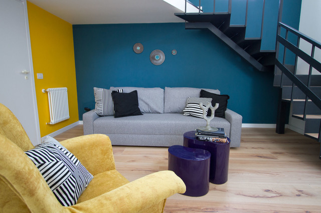 Loft blu-giallo | 45 mq contemporary-vardagsrum