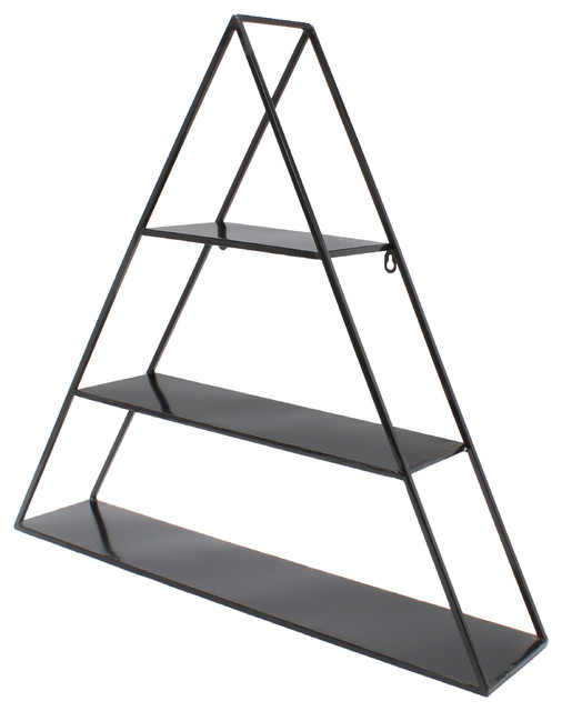 Tildan 3 Tier Triangle Floating Metal Wall Shelf Black Contemporary Display And Wall Shelves By Uniek Inc Tildan 3 Tier Triangle Floating Metal Wall Shelf Black Contemporary Display And Wall Shelves By Uniek Inc