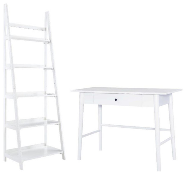 Home Square 2Piece Set with Five Shelf Bookcase and Home Office Desk