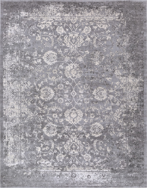 Alessandra Charcoal and Lime Updated Traditional Area Rug 5'2 x 7'6 