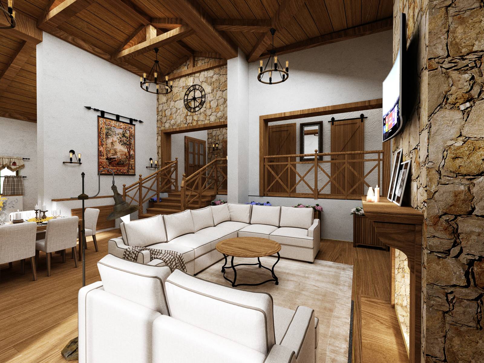 Гостиная в стиле шале