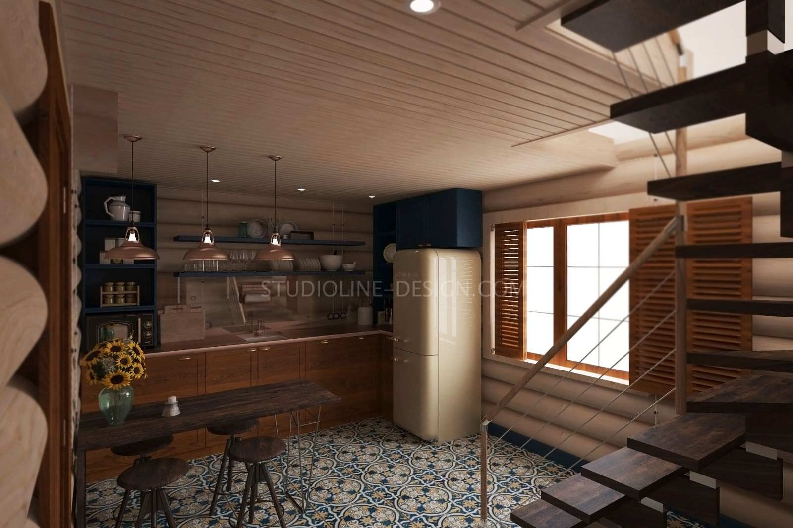 Дизайн интерьера дачи из сруба