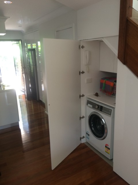 Laundry moved to utilise space under stairs