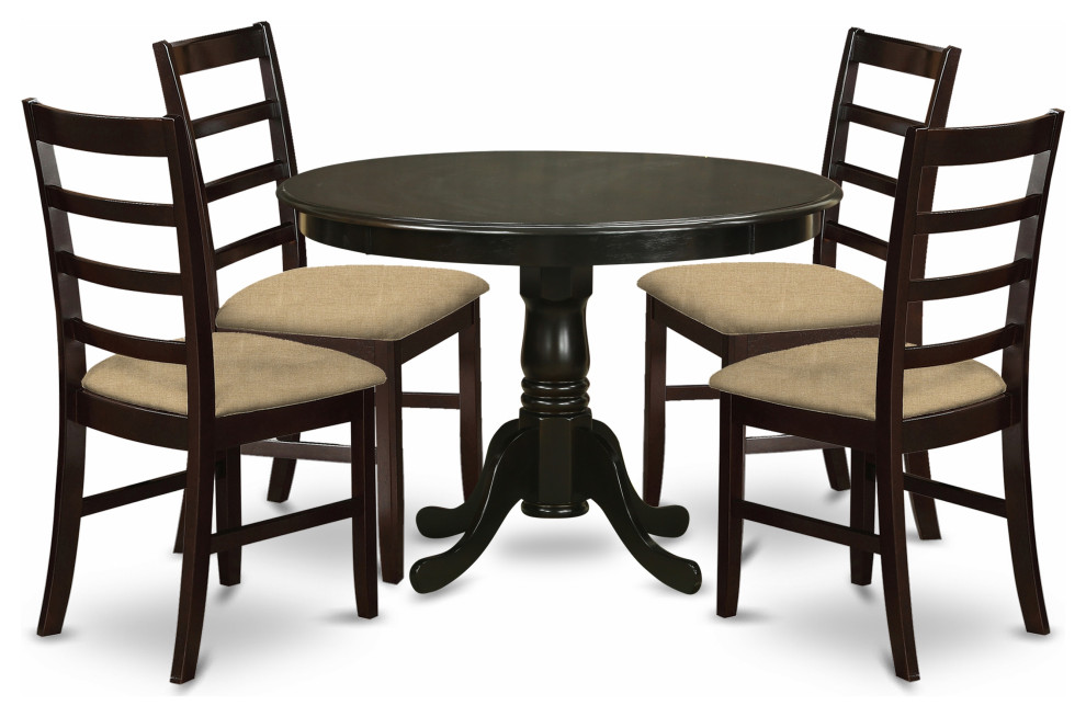 East West Furniture Hartland Wood 5-Piece Dining Set In Cappuccino HLAN5-CAP-C