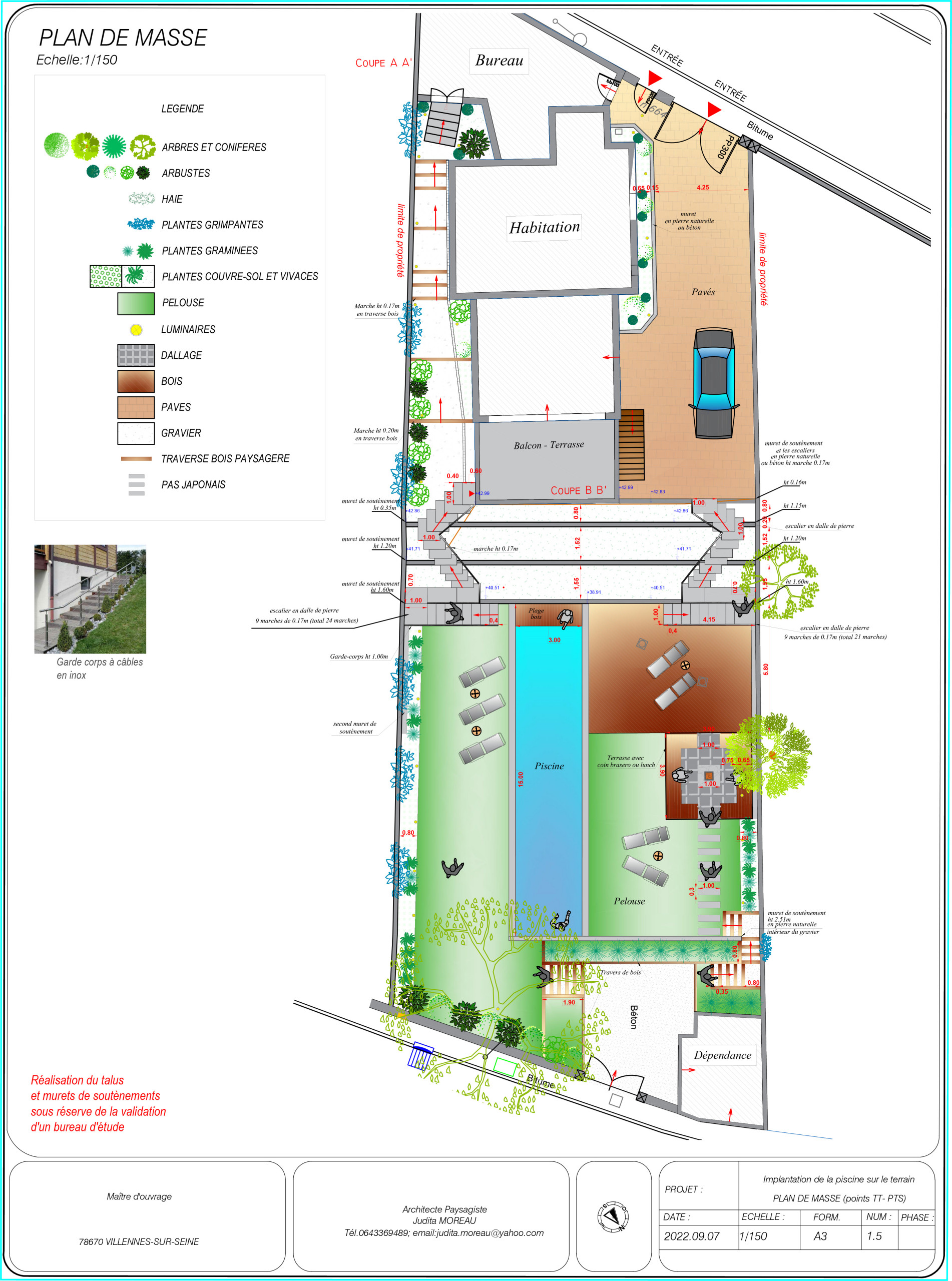 Jardin contemporain en pente
