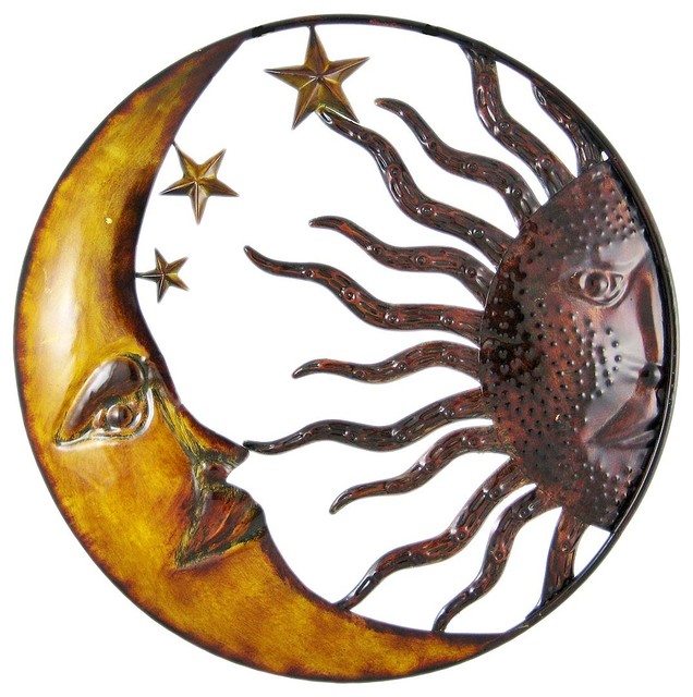 Traditional Wall Art celestial hand painted sun moon metal art wall hanging Traditional Wall Art celestial hand painted sun moon metal art wall hanging