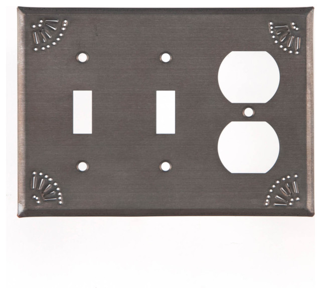 Double Switch and Outlet Cover with Chisel Southwestern Switch
