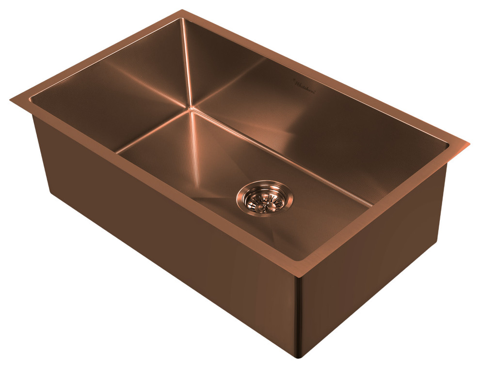 Whitehaus WHNPL3318 Noah Plus 33" Single Basin Kitchen Sink for - Copper