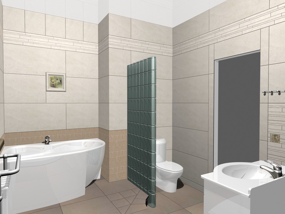 санузел с ванной и кабиной