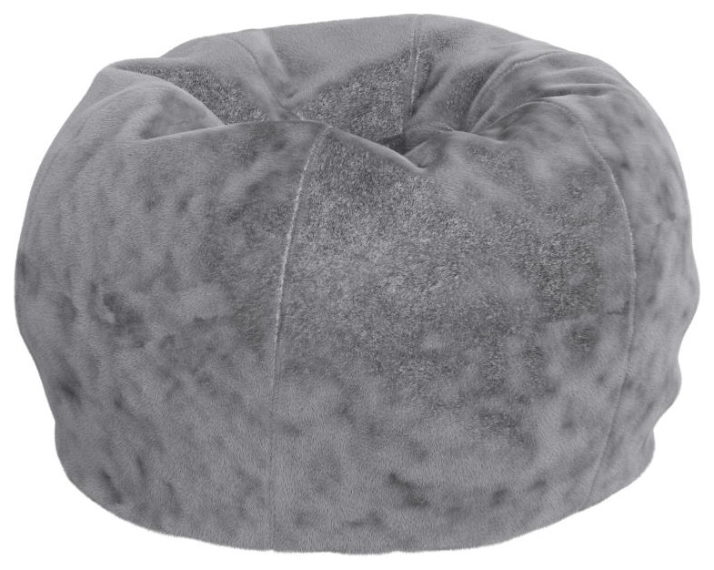 Gray Furry Bean Bag Chair, Gray Modern Bean Bag Chairs by First