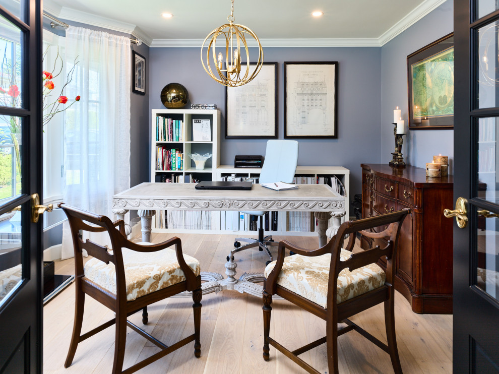 Example of a french country home office design in Vancouver