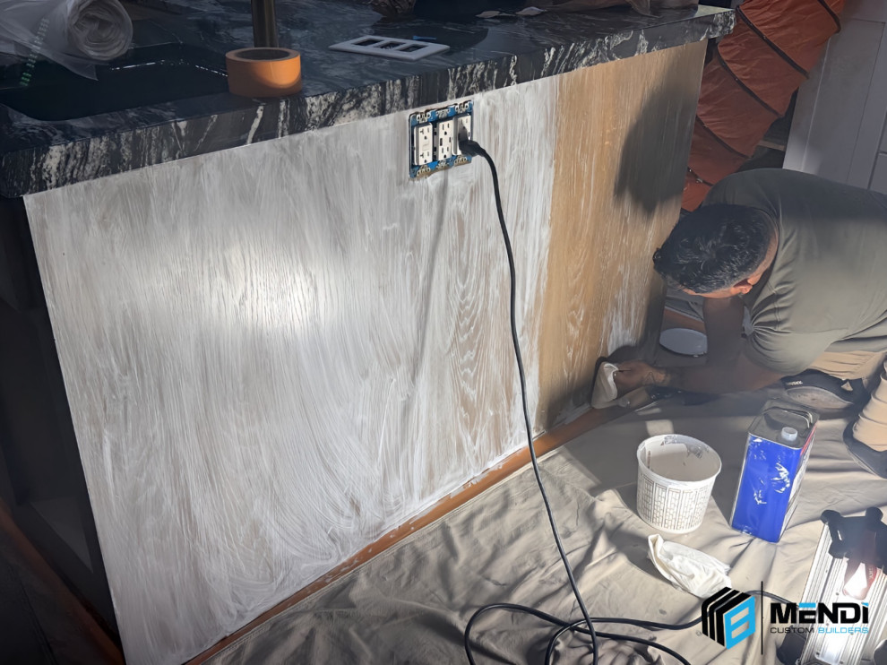 Custom Cabinet Wood Staining In Progress