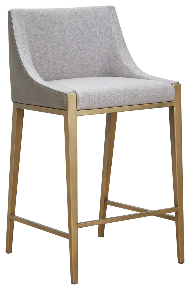 Modrest Fairview Contemporary Grey + Brass Counter Stool Contemporary Bar Stools And Counter