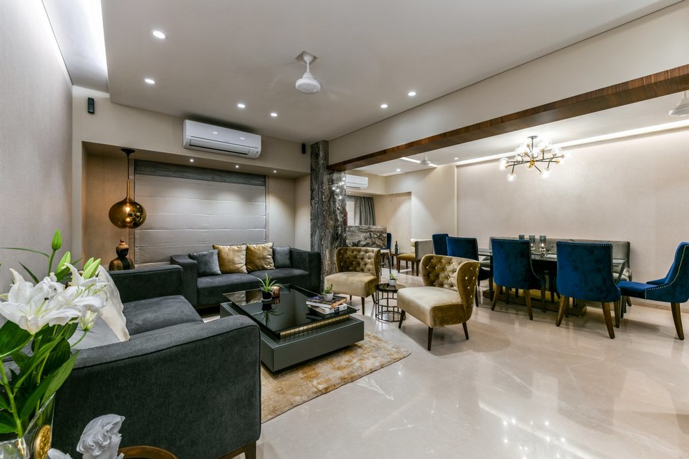 Design ideas for an eclectic living room in Mumbai.