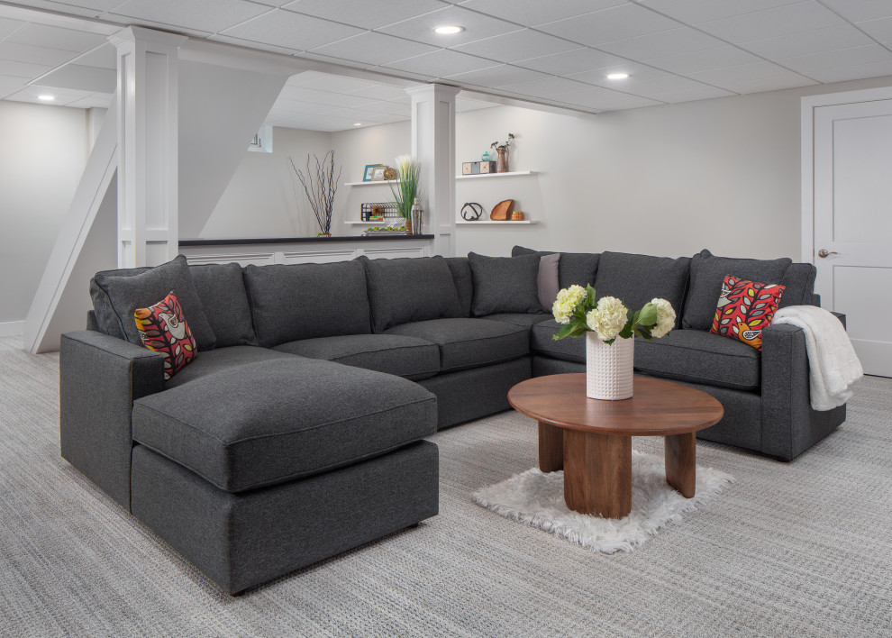 Modern and Comfortable Main Seating Area - Modern - Basement ...