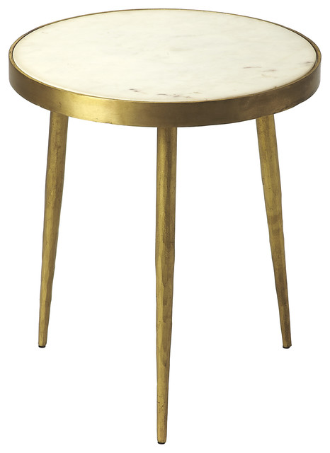 Butler Triton White Marble Bunching Table Midcentury Side Tables And End Tables By Hedgeapple Houzz