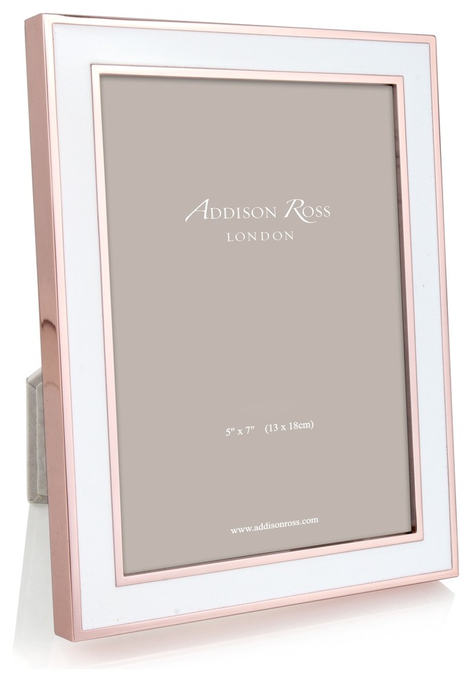 Addison Ross Rose Gold White Picture Frame, 5"x7" Contemporary