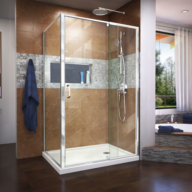 Dreamline Flex 34 1 2 X44 48 X72 In H Semi Frameless Pivot Shower Dreamline Flex 34 1 2 X44 48 X72 In H Semi Frameless Pivot Shower Enclosure Contemporary Doors By