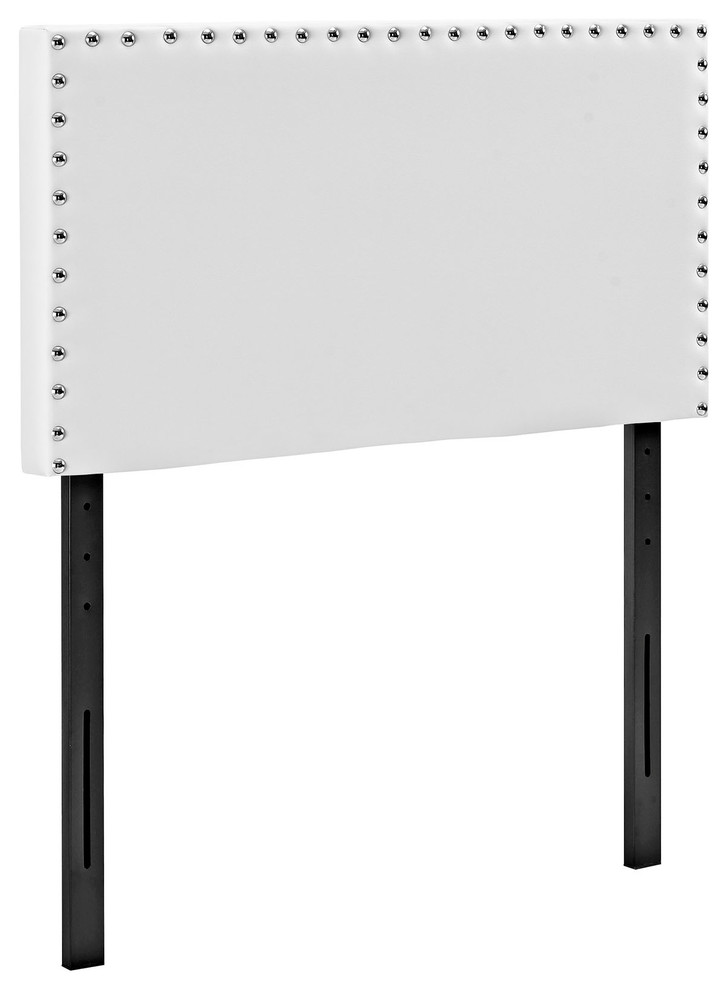 Phoebe Twin Vinyl Headboard, White Transitional Headboards by