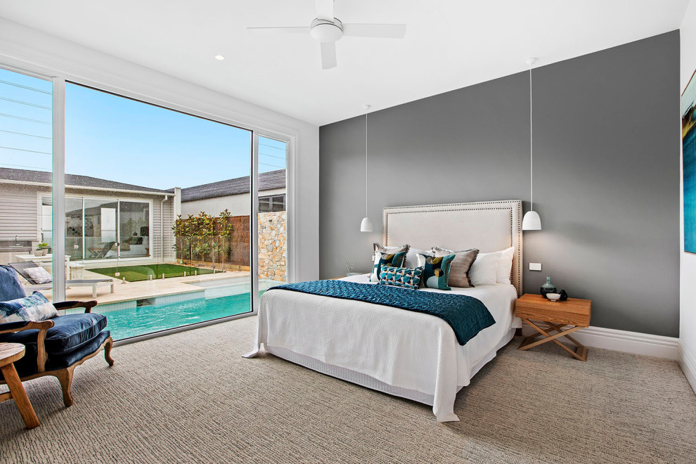 Beach style bedroom in Melbourne.