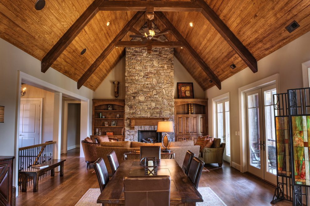 Vaulted Ceiling Lighter Tongue and Groove + Darker Beams